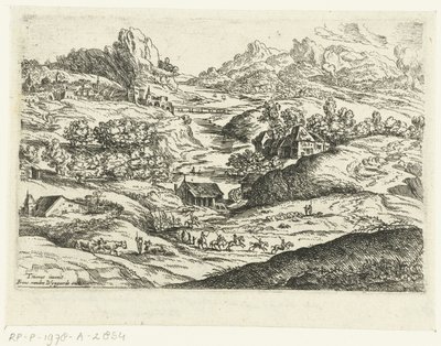 paisaje con jinetes Pequeños paisajes después de Tiziano (título de la serie) de Lucas van Uden