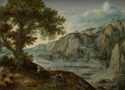 Huy, vista desde Ahin (óleo sobre tabla) de Lucas van Valckenborch