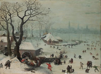 Paisaje invernal con nevadas cerca de Amberes de Lucas van Valckenborch
