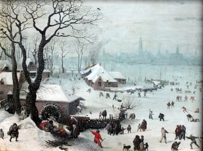 Paisaje invernal cerca de Amberes con nevada de Lucas van Valckenborch