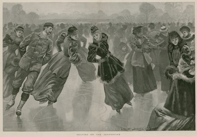 Patinaje en el Serpentine, Hyde Park, Londres (grabado) de Lucien Davis