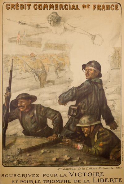 Crédit Commercial De France Souscrivez Pour La Victoire, c.1918 (litografía en color) de Lucien Hector Jonas