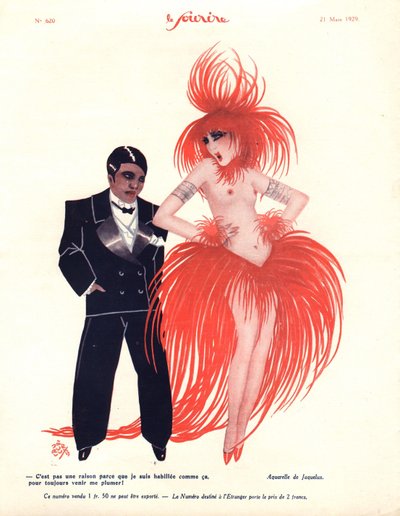 Ilustración de "Le Sourire", marzo de 1929 (litografía en color) de Lucien Jaquelux