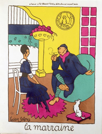 Soldado de la Primera Guerra Mundial con su "madrina", c.1916 (litografía en color) de Lucien Laforge