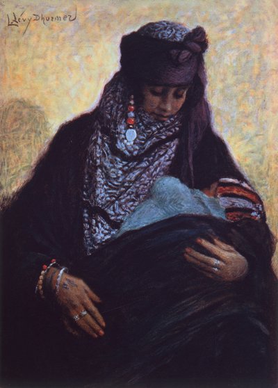 Madre argelina (litografía en color) de Lucien Levy Dhurmer