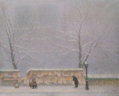 Notre-Dame, vista desde la orilla izquierda, con tiempo nevado (óleo sobre lienzo) de Lucien Levy Dhurmer