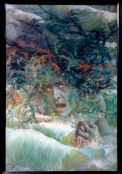 La medusa o la ola furiosa 1897 (pastel y carboncillo) de Lucien Levy Dhurmer