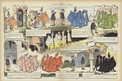 Visita al viejo castillo. Ilustración para Le Rire de Lucien Metivet