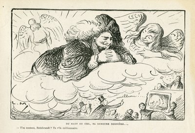 Ilustración en Le Rire, 21/06/13 - Desde lo alto del cielo, su lugar de descanso final (grabado) de Lucien Metivet