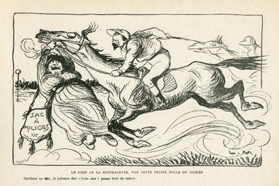 Ilustración en Le Rire, 28/06/13 El golpe de la sufragista, por esta pequeña loca de Jaurès (grabado) de Lucien Metivet