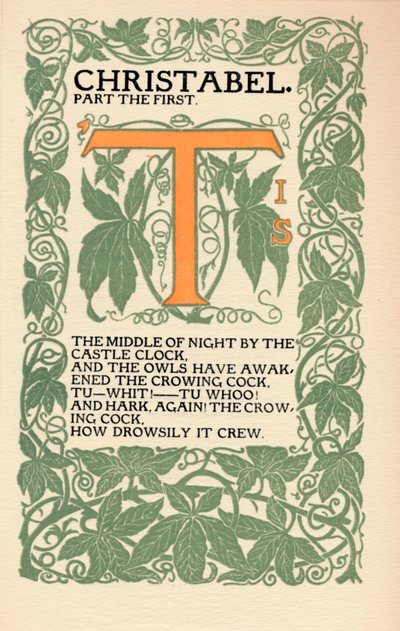 Eragny Press: Página de apertura de Christabel de Coleridge, 1895-1914 de Lucien Pissaro