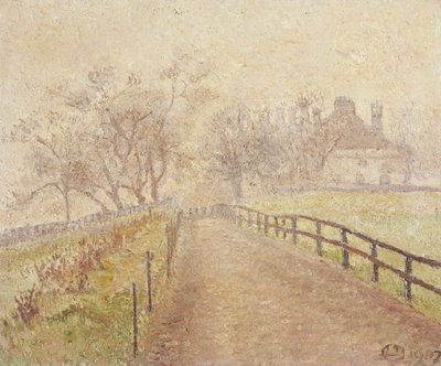 Una mañana de niebla, Mortlake de Lucien Pissarro