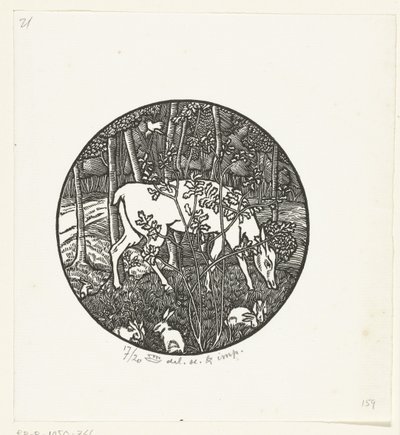 ciervo pastando de Lucien Pissarro