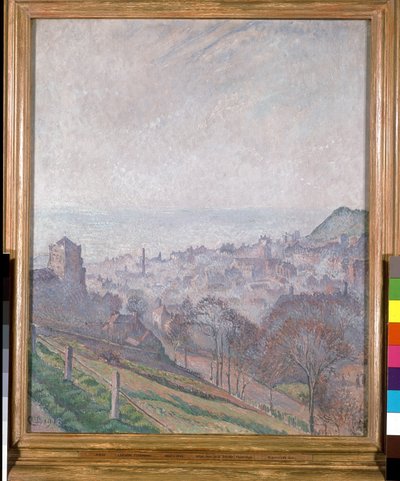Hastings: niebla, sol y humo de Lucien Pissarro