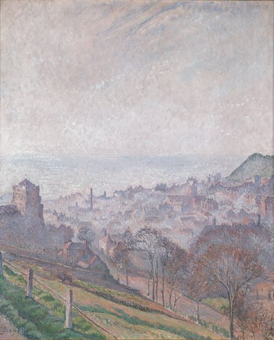 Hastings: Niebla, sol y humo, 1918 de Lucien Pissarro