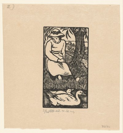 Chica y dos patos La Fille au Canards de Lucien Pissarro