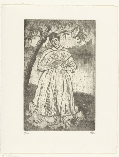 Mujer con abanico de Lucien Pissarro