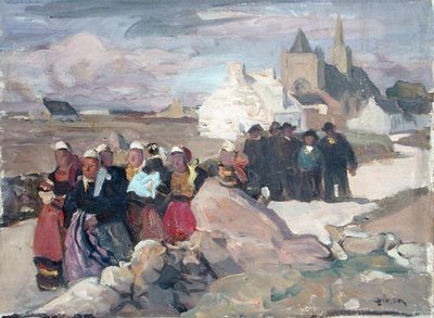 Hombres y Mujeres Bretonas, c.1909 de Lucien Simon
