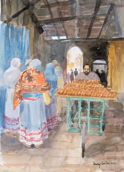 Vendedor de bagels en la Ciudad Vieja, Jerusalén de Lucy Willis