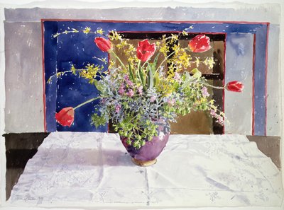 Flores de primavera en un jarrón de Lucy Willis