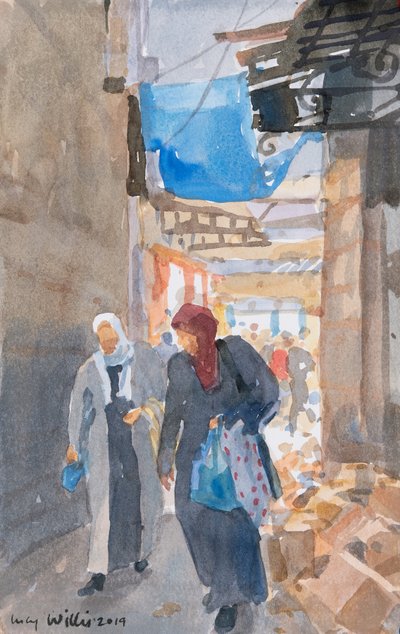 El toldo azul junto a la Puerta de Damasco, Jerusalén de Lucy Willis