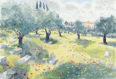 El Olivar (Monte del Templo desde el Valle de Cedrón, Jerusalén) de Lucy Willis