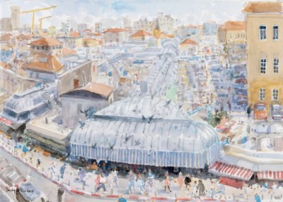 Vista desde el balcón, Mahane Yehuda, Jerusalén de Lucy Willis