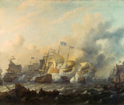 Una batalla naval entre holandeses e ingleses de Ludolf Backhuysen