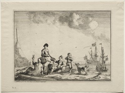 Vendedor de pescado, 1701 de Ludolf Backhuysen