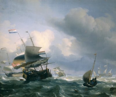 Puerto con barcos de Ludolf Backhuysen