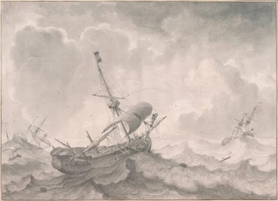 Barcos en mar tormentoso de Ludolf Backhuysen