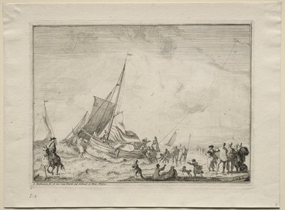 Botadura de un barco, 1701 de Ludolf Backhuysen