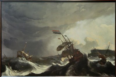 Barcos en peligro en tormenta fuerte de Ludolf Backhuysen
