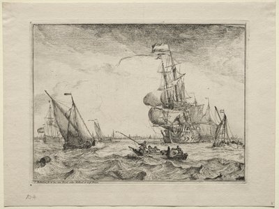 Barcos a Toda Vela, 1701 de Ludolf Backhuysen