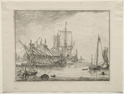 Barcos en reparación, 1701 de Ludolf Backhuysen