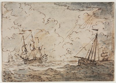 Barcos en el mar de Ludolf Backhuysen