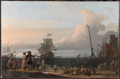 Barcos holandeses en las carreteras de Texel; en el centro el "Gouden Leeuw", el buque insignia de Cornelis Tromp de Ludolf Bakhuysen