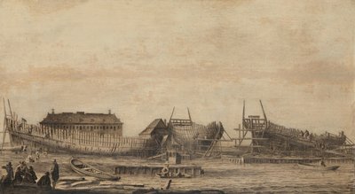 El astillero del Almirantazgo de Ámsterdam de Ludolf Bakhuysen