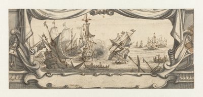 Batalla naval en un cartucho de Ludolf Bakhuysen