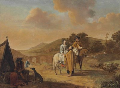 Alemán: Gran paisaje con adivina La adivina de Ludolf de Jongh