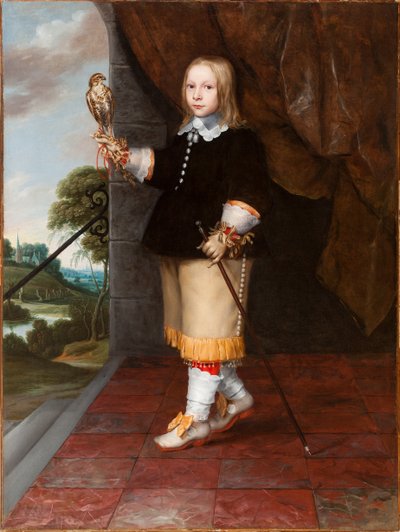 Retrato de un joven que sostiene un cernícalo de Ludolf de Jongh