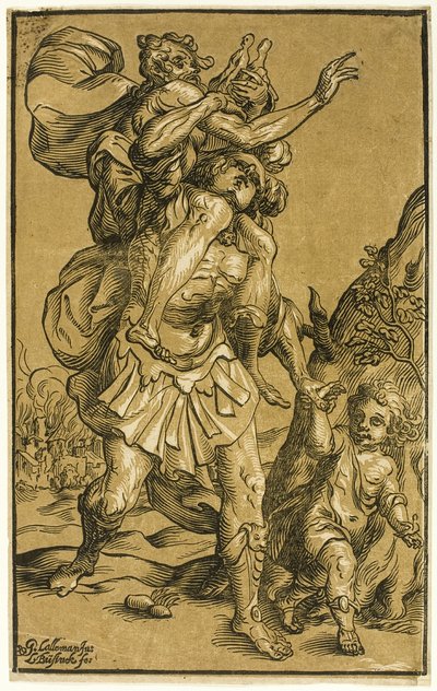Eneas llevando a su padre, Anquises de Ludolph Büsinck