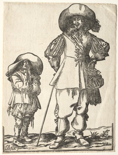 Caballero de pie y niño mendigo de Ludolph Büsinck