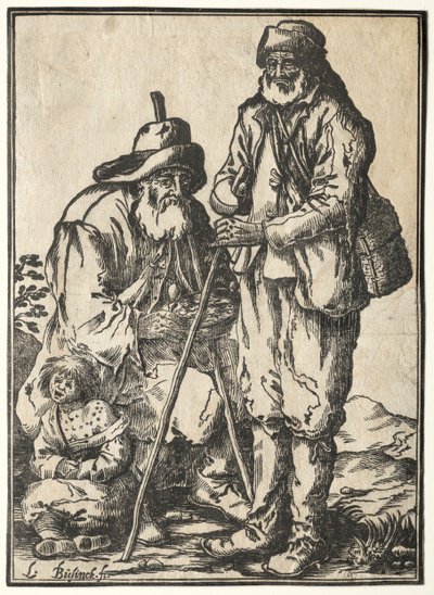 Dos mendigos y un niño leproso de Ludolph Büsinck