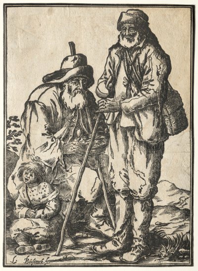 Dos mendigos y un niño leproso de Ludolph Büsinck