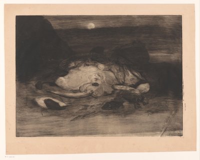 Raya y pez en la playa a la luz de la luna de Ludovic Napoléon Lepic