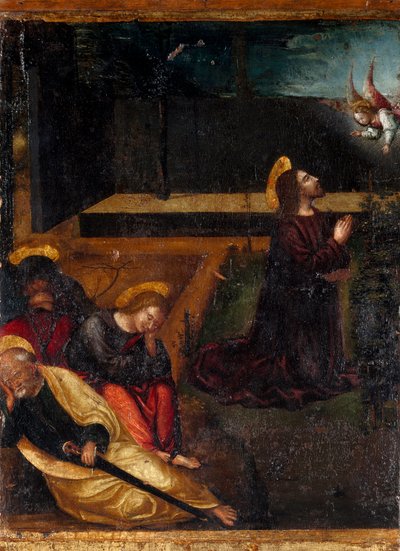 Oración en el jardín de los olivos. Serie de los 15 misterios del Rosario de Ludovico Brea