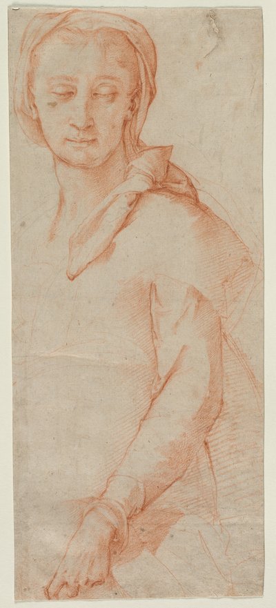 Estudio de figura de medio cuerpo de una mujer de Ludovico Cardi Cigoli