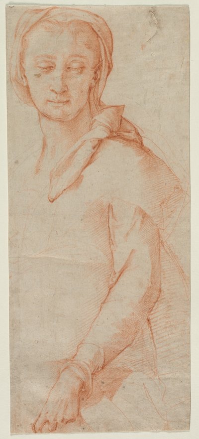 Estudio de Figura de Medio Cuerpo de una Mujer, 1500s de Ludovico Cardi Cigoli