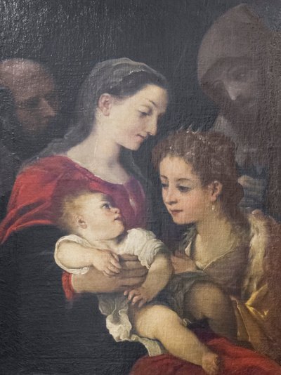 La Sagrada Familia con los santos Francisco y Catalina de Alejandría, c.1589-92 (óleo sobre lienzo) de Ludovico Carracci